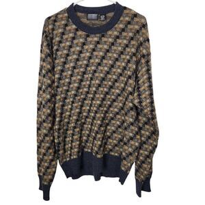 Knightsbridge wool blend sweater checkered pattern XL